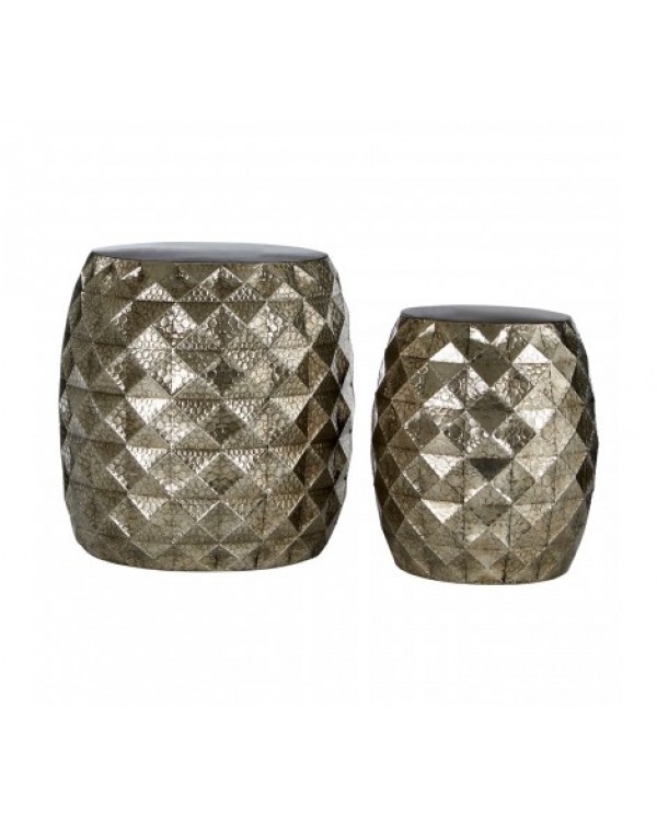 Premier Housewares- Silver Reza Drum Stools