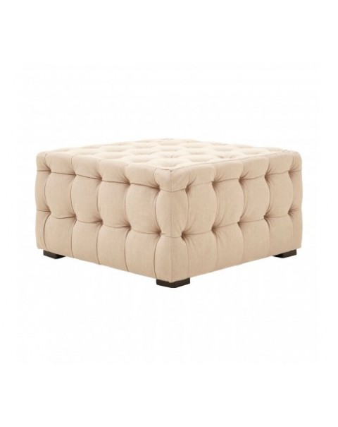 Premier housewares- Stella Button Turfed- beige footstool