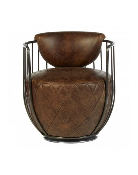 Premier Housewares Chair Hoxton Ebony Leather Swivel Chair