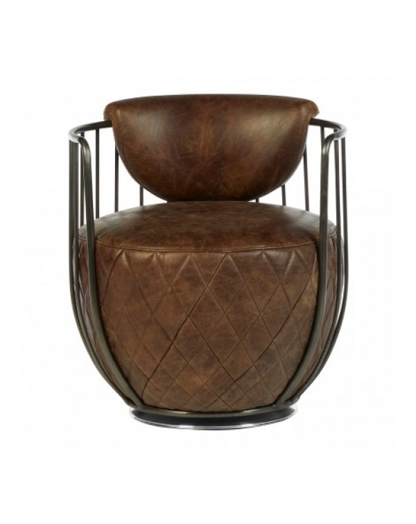 Premier Housewares Chair Hoxton Ebony Leather Swivel Chair