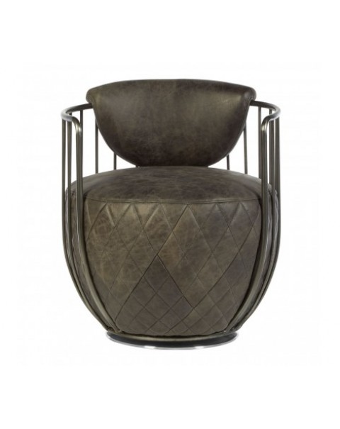 Premier Housewares Chair Hoxton Ebony Leather Swivel Chair