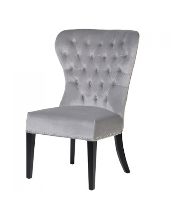  Grey Buttoned Dining Chair