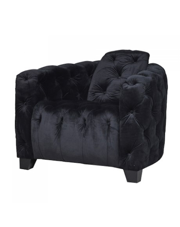   Black Velvet Buttoned Chair