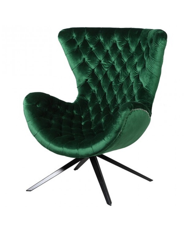 Emerald Green Curved Buttoned Chair