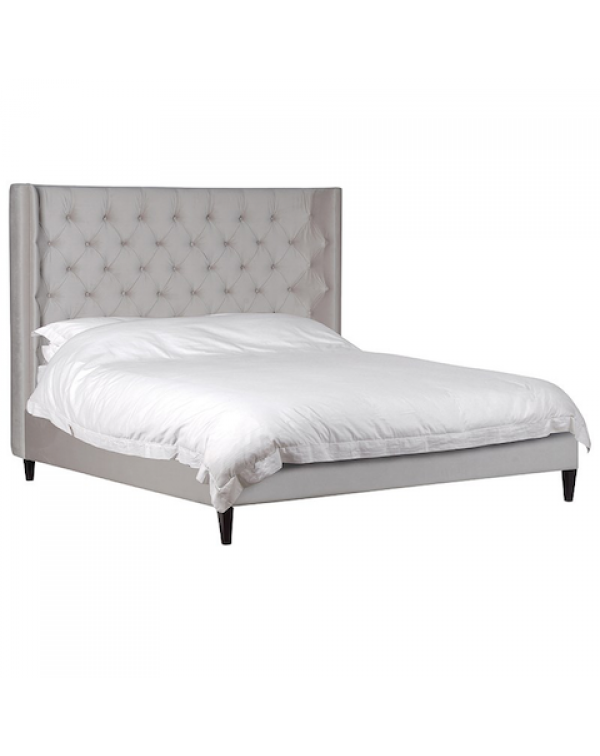  Cream Velvet 6Ft.Buttoned Bed