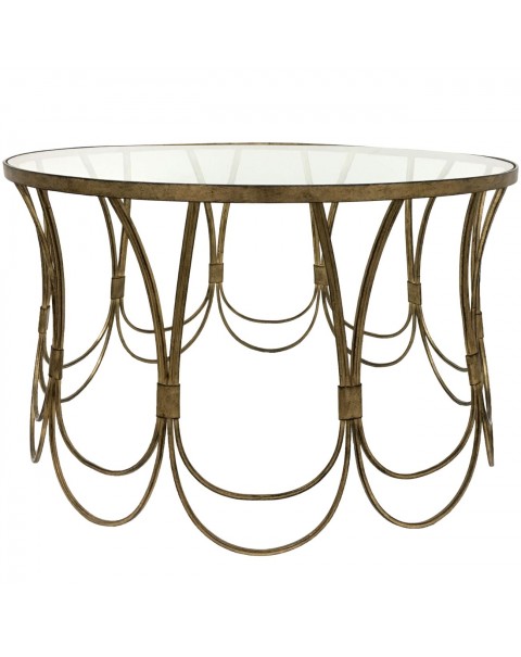 Deco Champagne Iron Coffee Table With Scallop Detail