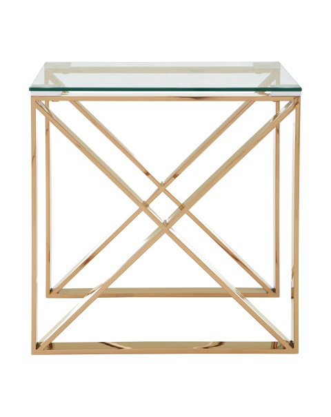  Premier Housewares Allure End Table Clear Glass Rose Gold