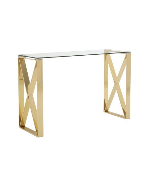  Premier Housewares Allure Console Table Clear Glass Champagne Gold