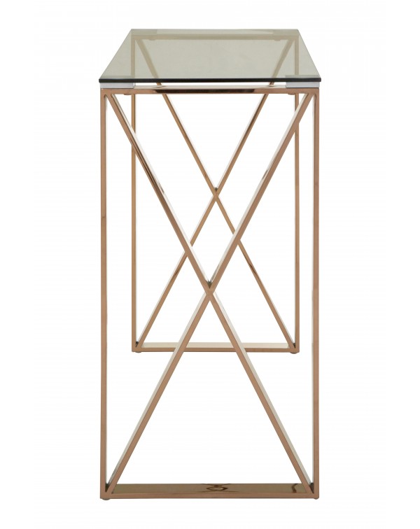  premier Housewares Allure Console Table Clear Glass Rose Gold