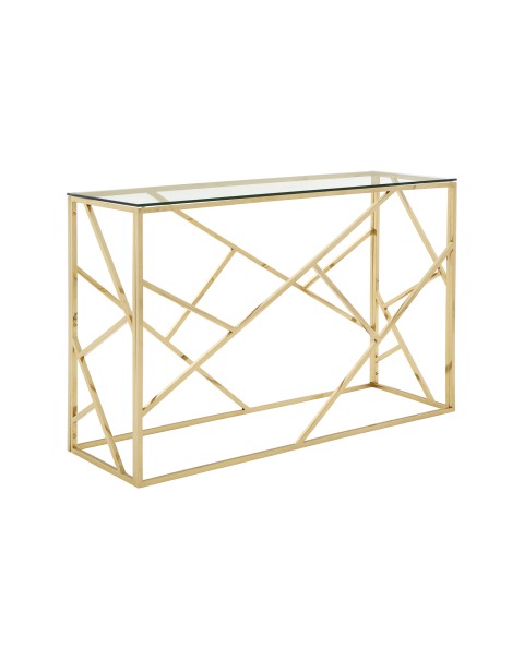Premier Housewares Allure Console Table Clear Glass Champagne Gold