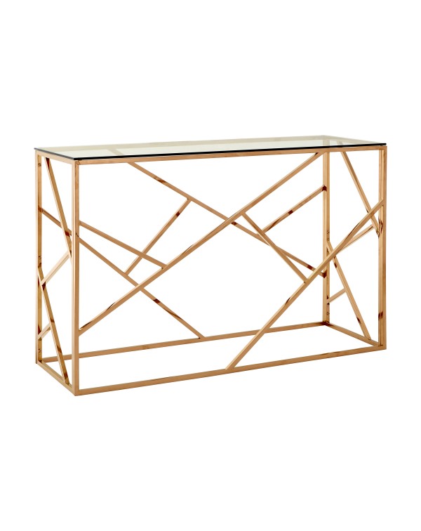 Premier Housewares Allure Console Table Clear Glass Rose Gold