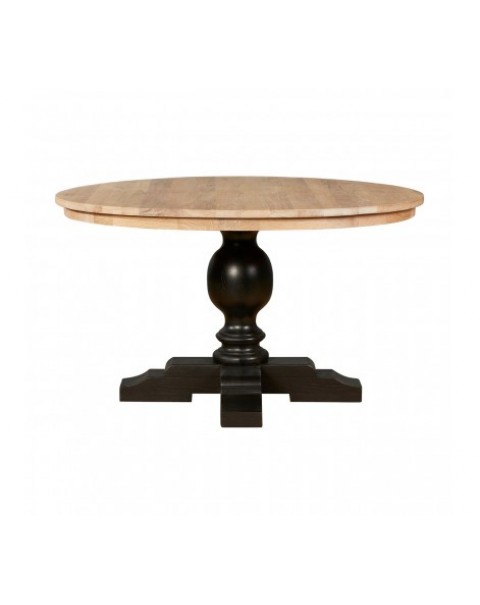premier House Wares Lyon Whiteswash Top/Black Dining Table