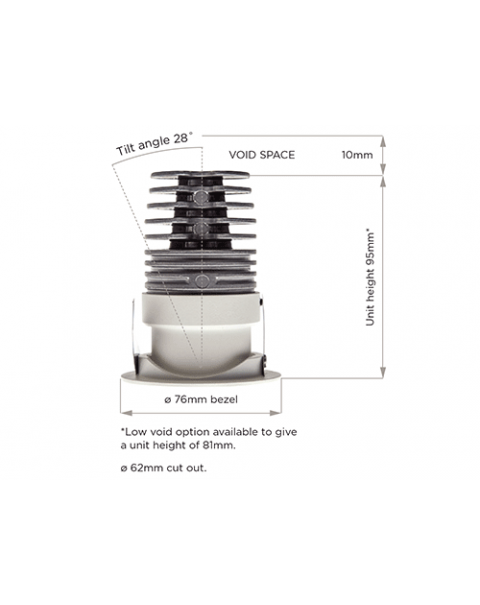 Mini Recessed Tilt 76mm Downlight 